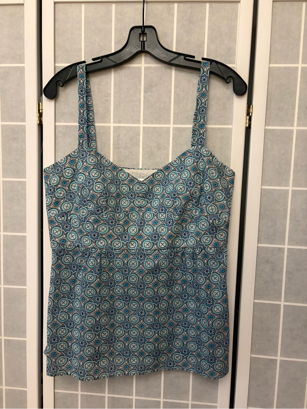 Blue Geometric Print Camisole Tank Top